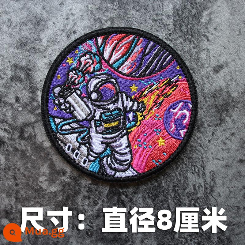 Full Thêu Velcro Đơn Độc Spaceman Băng Sáng Tạo Không Gian Tinh Thần Huy Hiệu DIY May Patcher Huy Hiệu - Doodle Astros