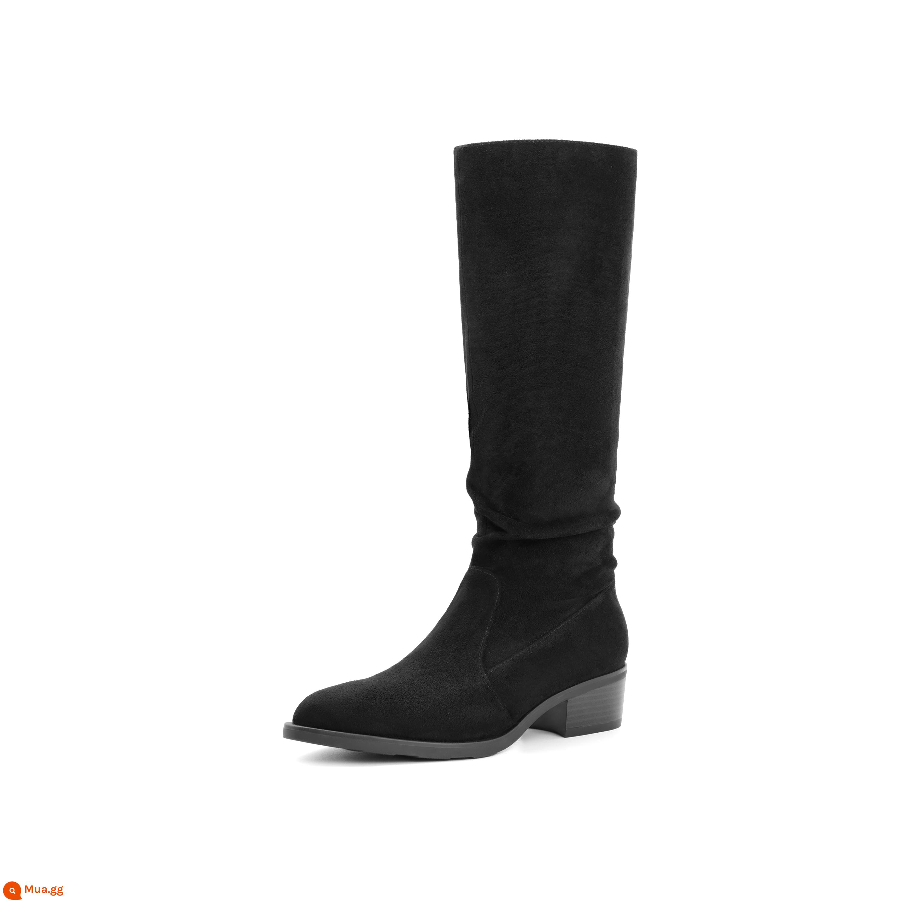 Giày bốt cao bồi Belle Western Pile Boots Giày bốt nữ mùa đông 2023 Maillard Boots BCY76DG3 - Da lộn màu đen thiên thạch