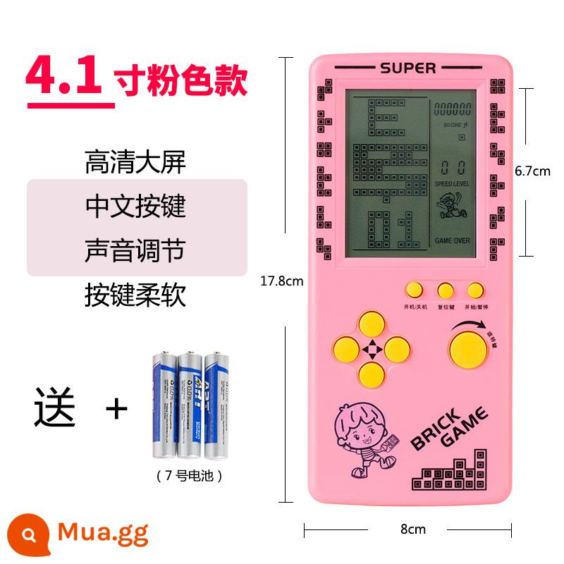 Máy chơi game Tetris arcade máy cầm tay thập niên 80 và 90 cổ điển màu trắng cổ điển máy chơi game nỗi nhớ thời thơ ấu - Màn hình lớn độ nét cao màu hồng 4.1 inch đi kèm pin