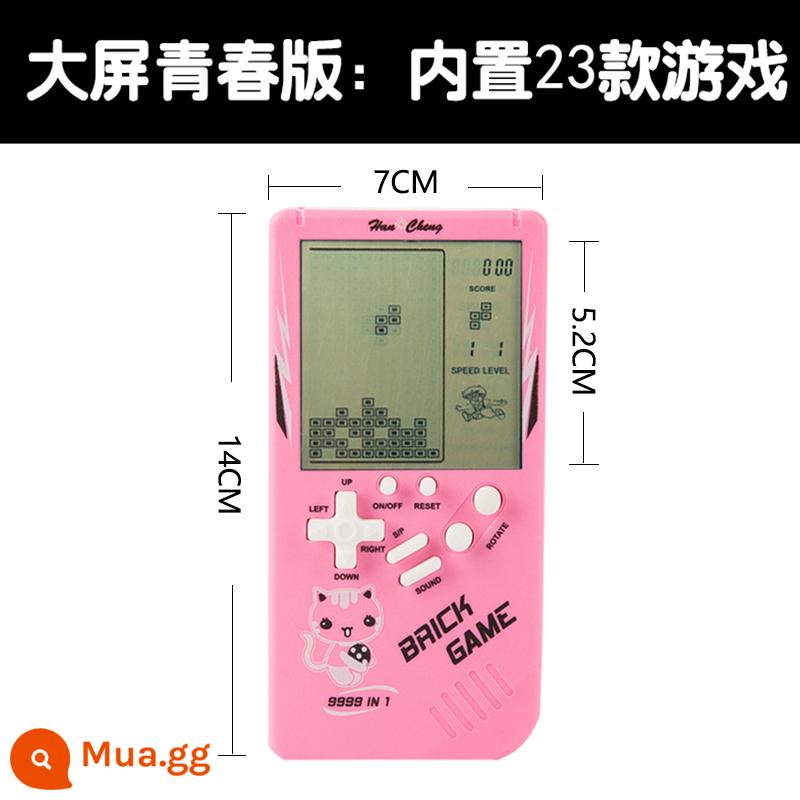 Máy chơi game cầm tay Tetris màn hình lớn thập niên 80 và 90 cổ điển hoài cổ đồ chơi trẻ em cầm tay kiểu cũ - Màn hình lớn màu hồng đi kèm 2 pin AA