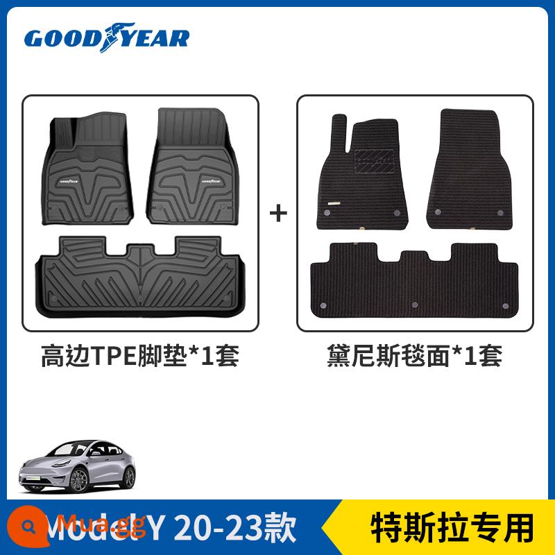 Thảm lót sàn Tesla model cao cấp đầy đủ Thảm lót sàn ô tô TPE model3 phụ kiện sửa đổi thảm sàn được bao quanh đầy đủ - Mặt cao toàn bộ TPE đen Model Y (Dennis đen)