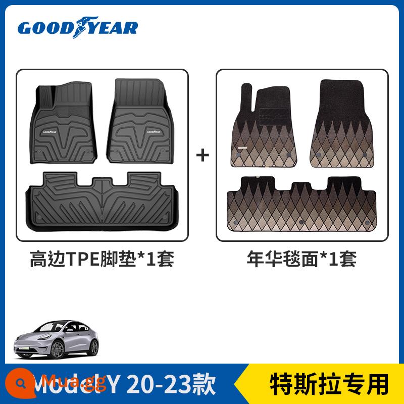 Thảm lót sàn Tesla model cao cấp đầy đủ Thảm lót sàn ô tô TPE model3 phụ kiện sửa đổi thảm sàn được bao quanh đầy đủ - Toàn bộ mặt cao màu đen TPE Model Y (Chăn bầu trời đầy sao màu đen)