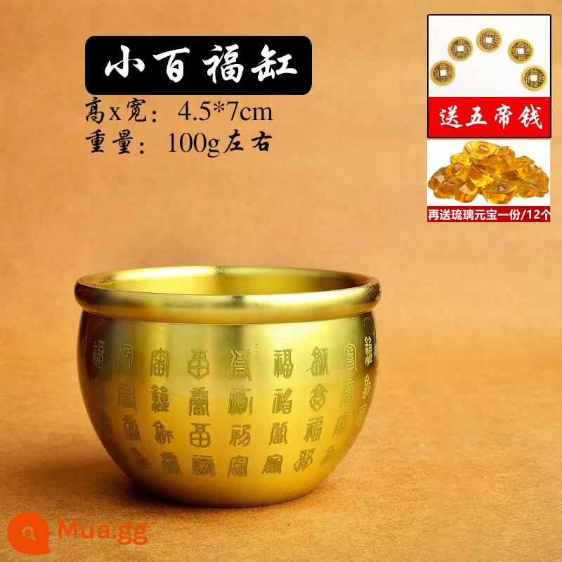 Lucky Jinbao Baifu Xi lanh đồng Đồng thau nguyên chất Xi lanh gạo Dồi dào Vật trang trí Phòng khách lớn Trang trí nội thất Con heo đất nhỏ - [Hũ gạo Baifu nhỏ] đường kính 7,5cm, hạt chuyển miễn phí, xu Ngũ Hoàng + thỏi miễn phí