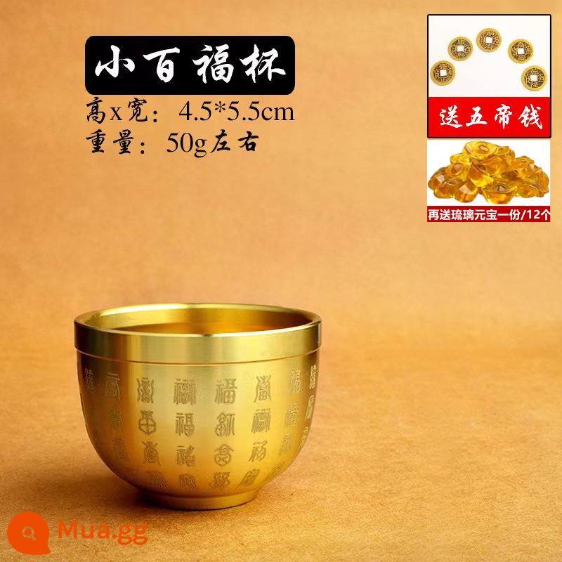 Lucky Jinbao Baifu Xi lanh đồng Đồng thau nguyên chất Xi lanh gạo Dồi dào Vật trang trí Phòng khách lớn Trang trí nội thất Con heo đất nhỏ - [Cốc Baifu nhỏ] Đường kính 6cm, Tiền năm vị hoàng đế miễn phí + Yuanbao