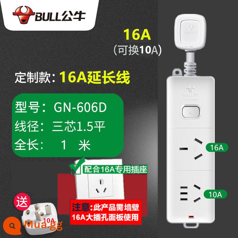 Bull 16A Ổ Cắm Chuyển Đổi Cao Cấp Dây Bảng Hộ Gia Đình 16-Một Điều Hòa Đặc Biệt Dây Nối Dài Cắm Bảng - GN-606D tổng chiều dài 1 mét 16A đến 16A+10A