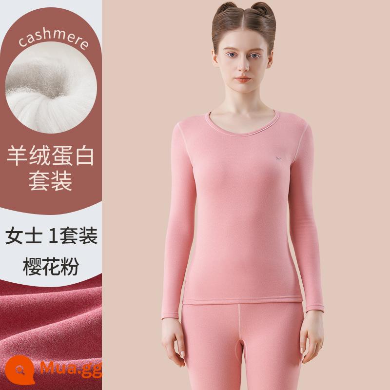 Catman Lụa Cashmere Làm Nóng Quần Áo Nữ Dày Plus Quần Lót Nhung Mặc Quần Áo Mùa Thu Bộ Quần Vệ Sinh Mùa Đông Đáy Áo Sơ Mi - mỹ phẩm