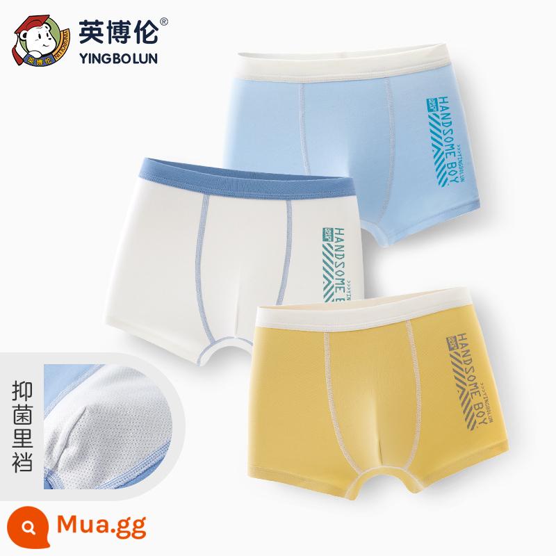 Inblen quần lót trẻ em bé trai boxer 4 góc cotton nguyên chất thiếu niên lớn bé trai quần short kháng khuẩn ba gói - 15271