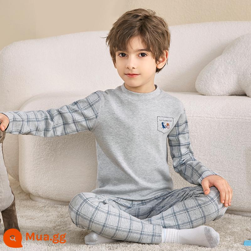 Inblen Bé Trai Hot Quần Áo Thục Nhung Cotton Nguyên Chất Quần Lót Trẻ Em Vệ Sinh Quần Dày Cổ Giữa Bé Trai Áo Len Cotton - 80555 tro cây gai dầu