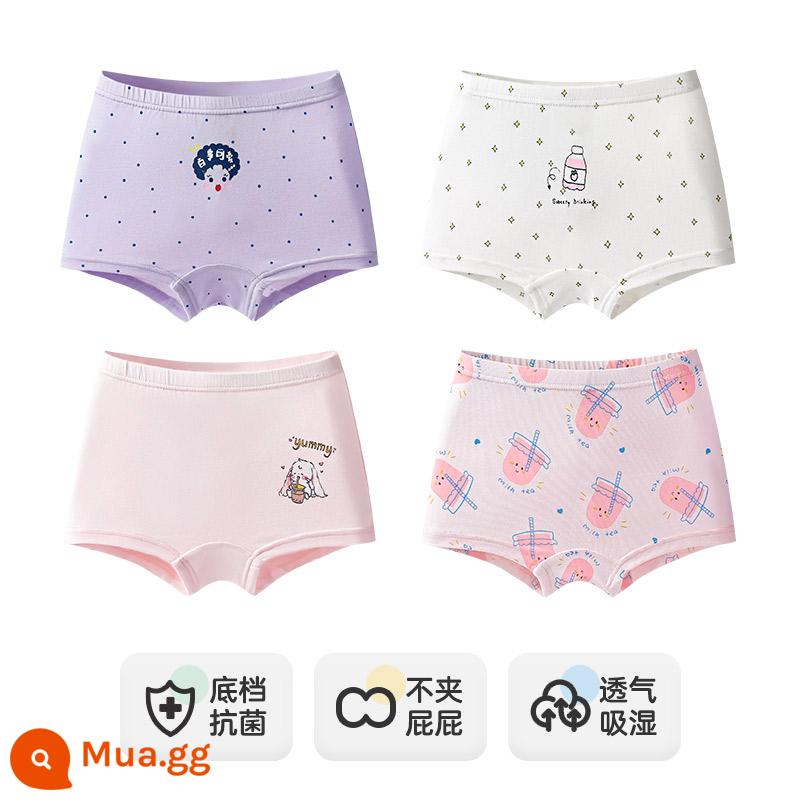 Quần lót trẻ em Inblen bé gái boxer bé gái modal cotton tam giác bé trung và lớn quần đùi boxer trẻ em - 15180