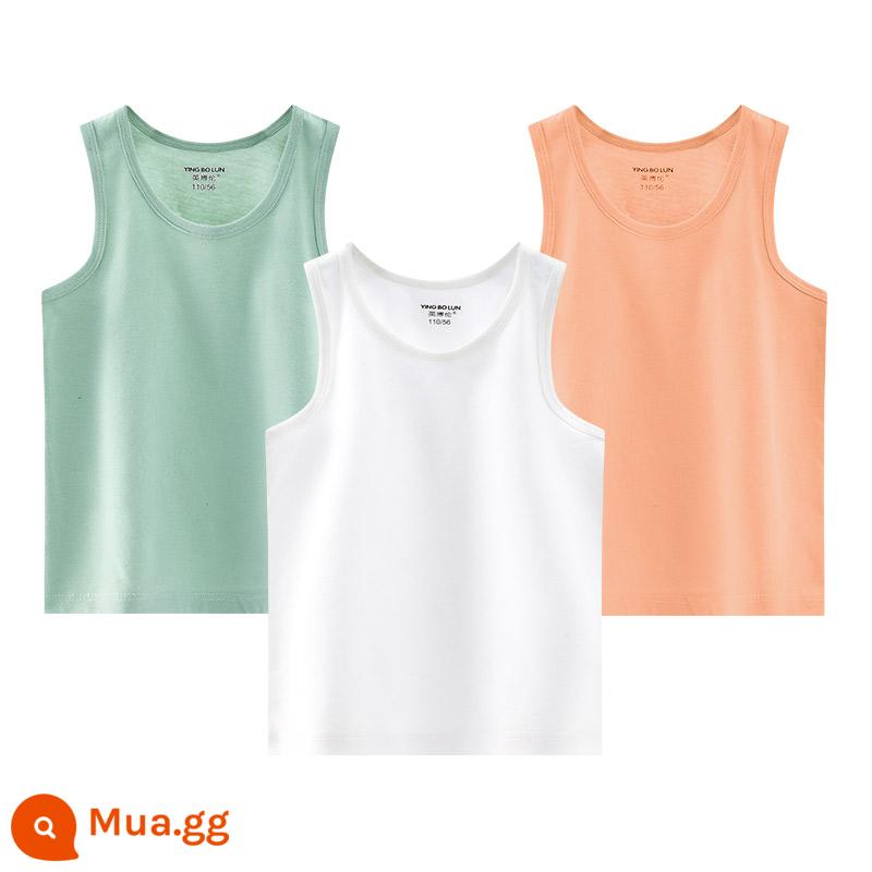 Inblen trẻ em áo vest nhỏ cotton mùa hè phần mỏng bé trai bé trai bé lớn con mặc bên trong đáy áo vest - 88551 trắng + xanh + vàng