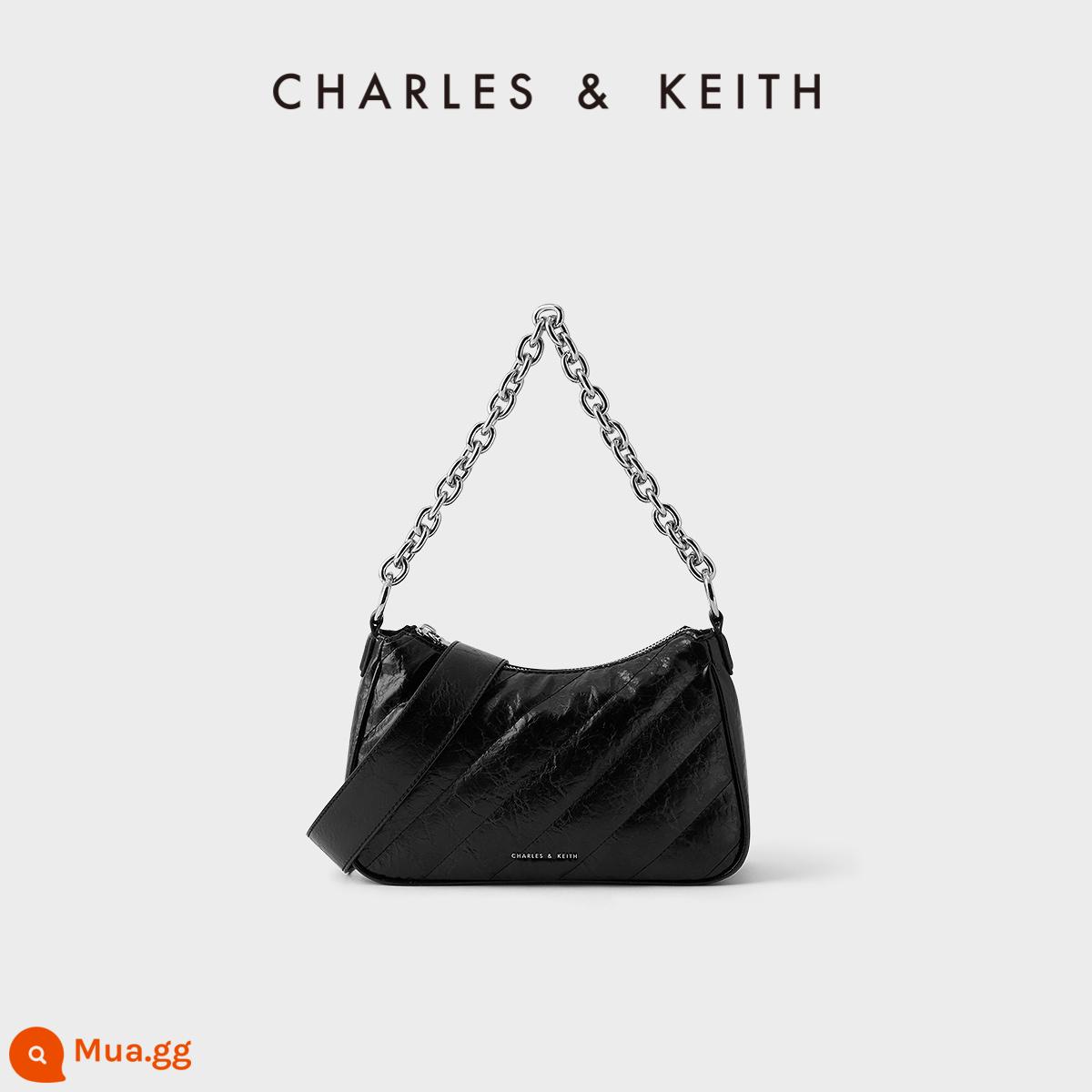 [Cửa hàng túi độc quyền] Túi đeo sát nách dây xích CHARLES&KEITH phản quang laze CK2-80781414 cực ngầu - đen đen