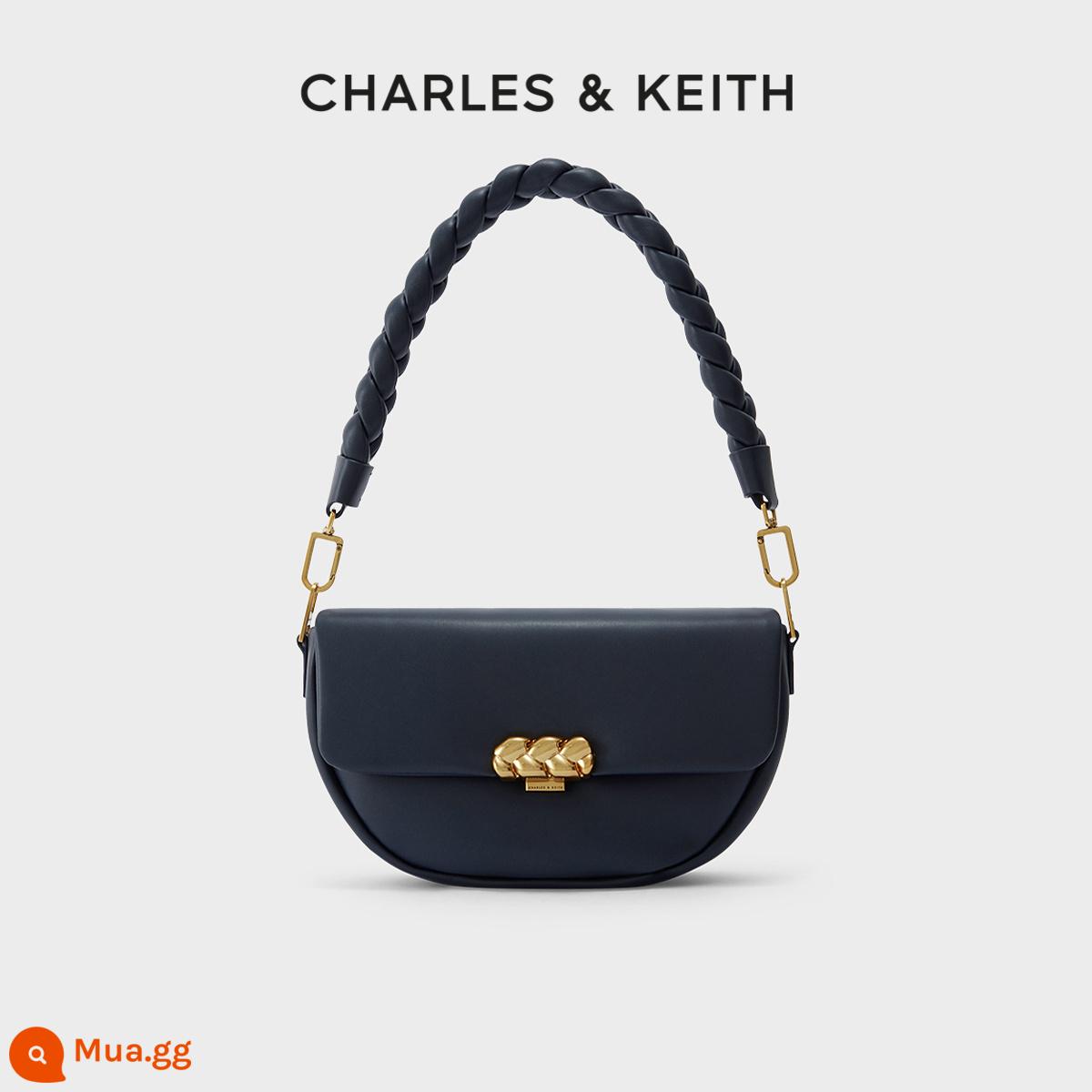 Túi đeo sát nách CHARLES&KEITH CK2-21220005 Túi tote mềm xách tay có dây đeo vai bằng vải dệt - Màu xanh hải quân đậm