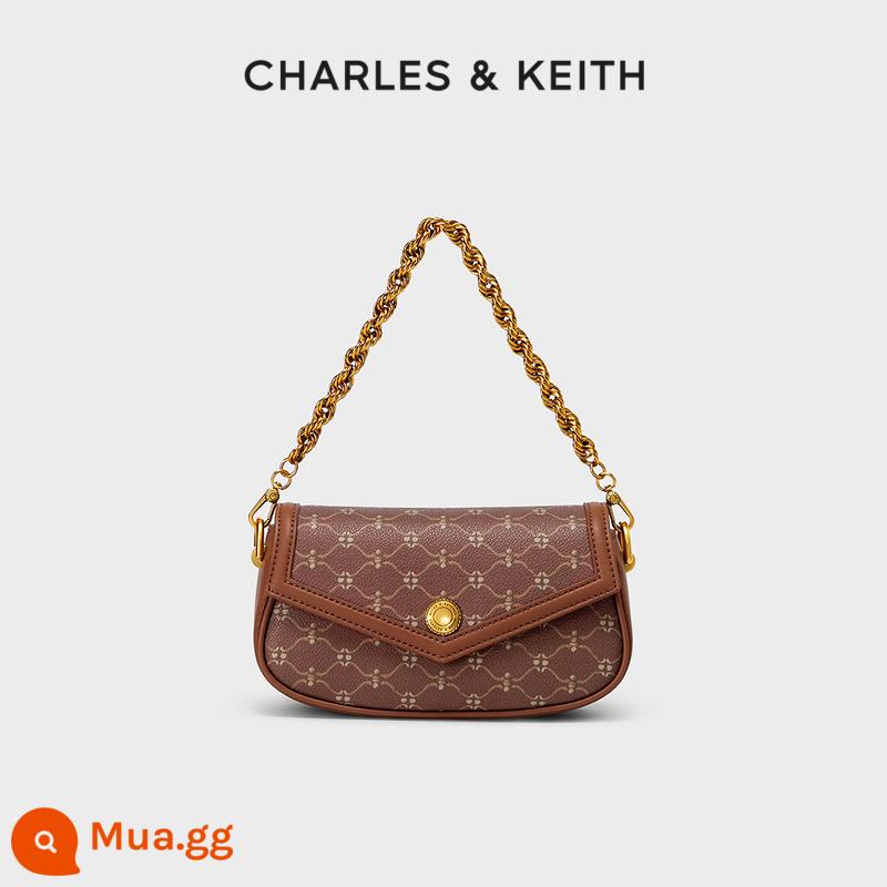 CHARLES&KEITH Vintage Print CK2-80781789 Túi đeo chéo chuỗi sô cô la Ms. - Sô cô la