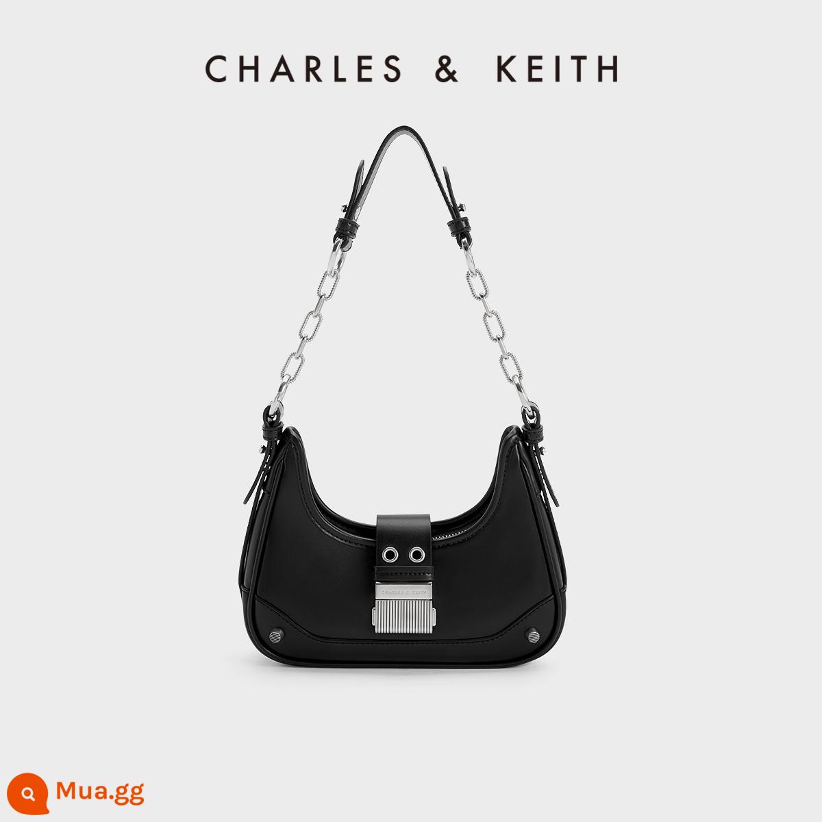 Sản phẩm mới mùa xuân CHARLES&KEITH23 CK2-40271053 túi đeo nách móc xích túi mặt trăng túi nữ - đen đen