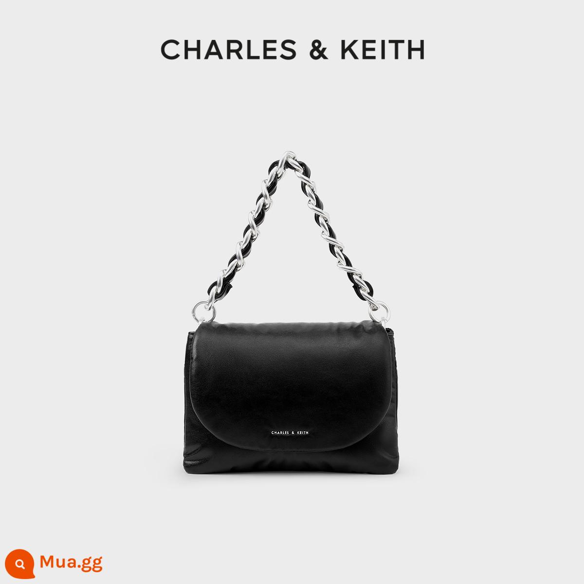 Túi vuông cỡ nhỏ CHARLES&KEITH CK2-50270833 Túi đeo vai di động dây xích mềm cho nữ - đen đen