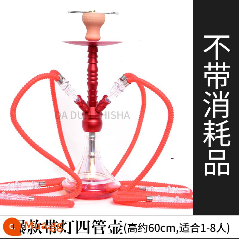 Ả Rập hookah toàn bộ thanh KTV chuyên dụng nhỏ vừa và lớn shisha hookah dán hàng tiêu dùng đầy đủ miễn phí vận chuyển - Ấm đun nước bốn ống phong cách nóng KTV màu đỏ có đèn