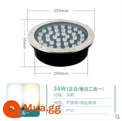 Đèn LED chôn phòng phòng bãi cỏ ngoài trời chống thấm nước đèn cảnh quan nhiều màu sắc 3W5W9W12W18W chôn đèn sản phẩm mới giá đặc biệt - 36 watt trắng tinh khiết/trắng ấm (chọn 1 trong 2)