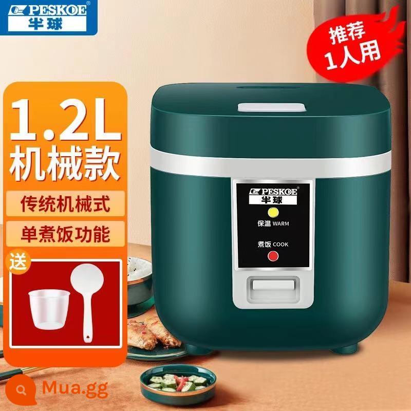 Nồi cơm bán cầu 1-2 mini 3 người nhỏ thông minh đặt trước nồi cơm đa năng hộ gia đình đơn ký túc xá nấu ăn - Model cơ xanh 1,2 lít không có khay hấp phù hợp cho 1 người