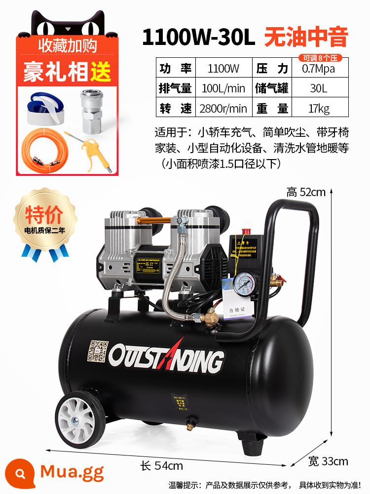 Otus Không Dầu Im Lặng Không Khí 220V Máy Bơm Không Khí Xịt Nhỏ Không Khí Nghề Mộc Trang Trí Máy Bơm Không Khí - 1100W-30L