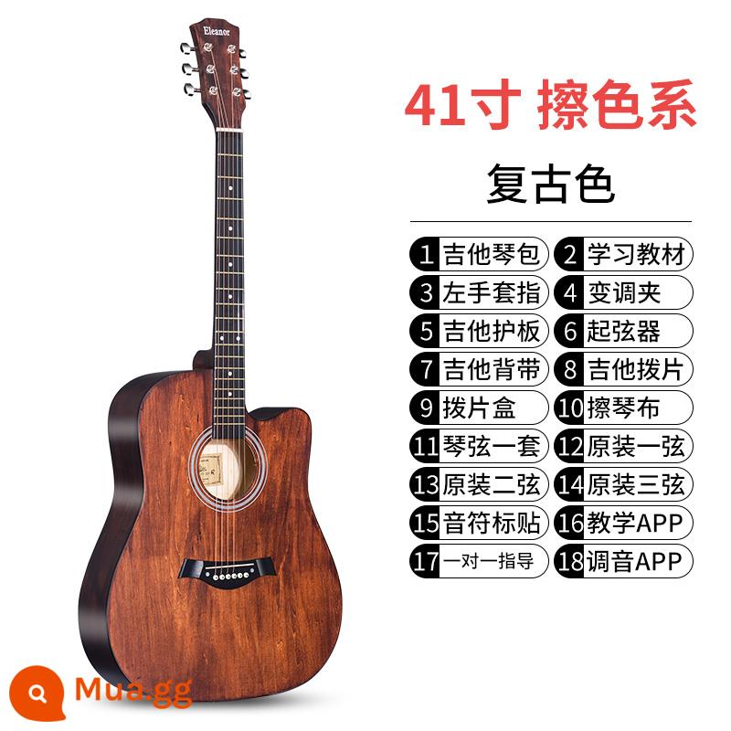 Cameron veneer acoustic đàn guitar dân gian đàn guitar 41 inch mới bắt đầu học sinh nữ nam người mới nhập đàn guitar lưới đàn piano màu đỏ - Hoa trà 41 inch + trọn bộ