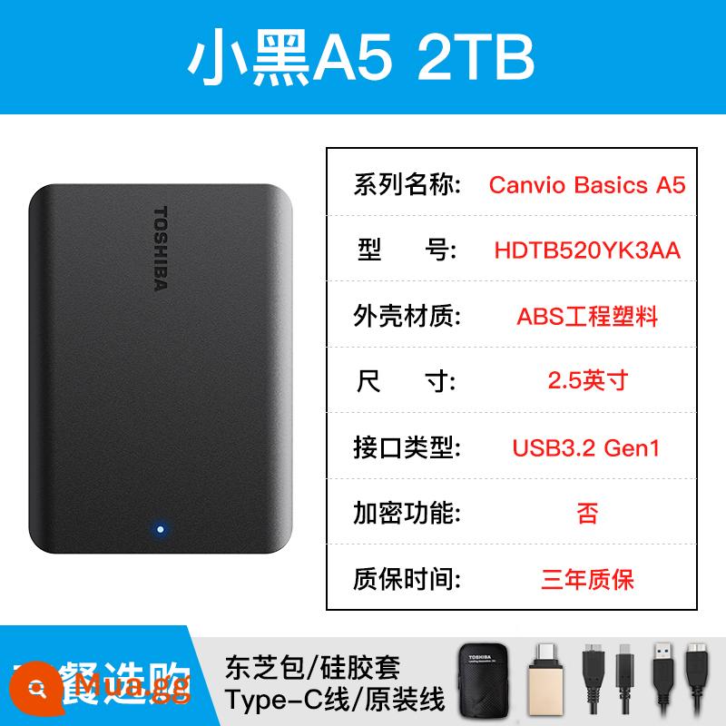 Toshiba Dòng cứng di động 2T MỚI BLACK A5 CAO CẤP 3.2 Máy tính di động Bộ lưu trữ ngoài bên ngoài Đĩa cứng không có trạng thái - [Sản phẩm mới] Nâng cấp cổ điển A5-2TB