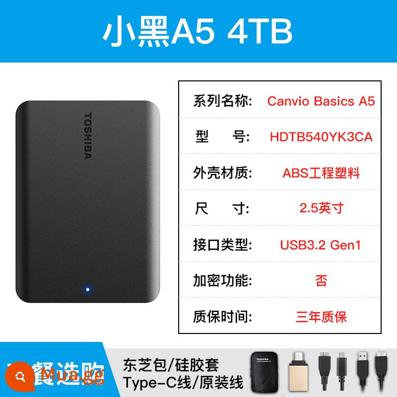 Ổ cứng di động toshiba 4t new màu đen A5 3.2 tốc độ cao điện thoại máy tính ổ cứng lưu trữ ngoài cơ thể không thể rắn - Nâng cấp cổ điển A5-4TB