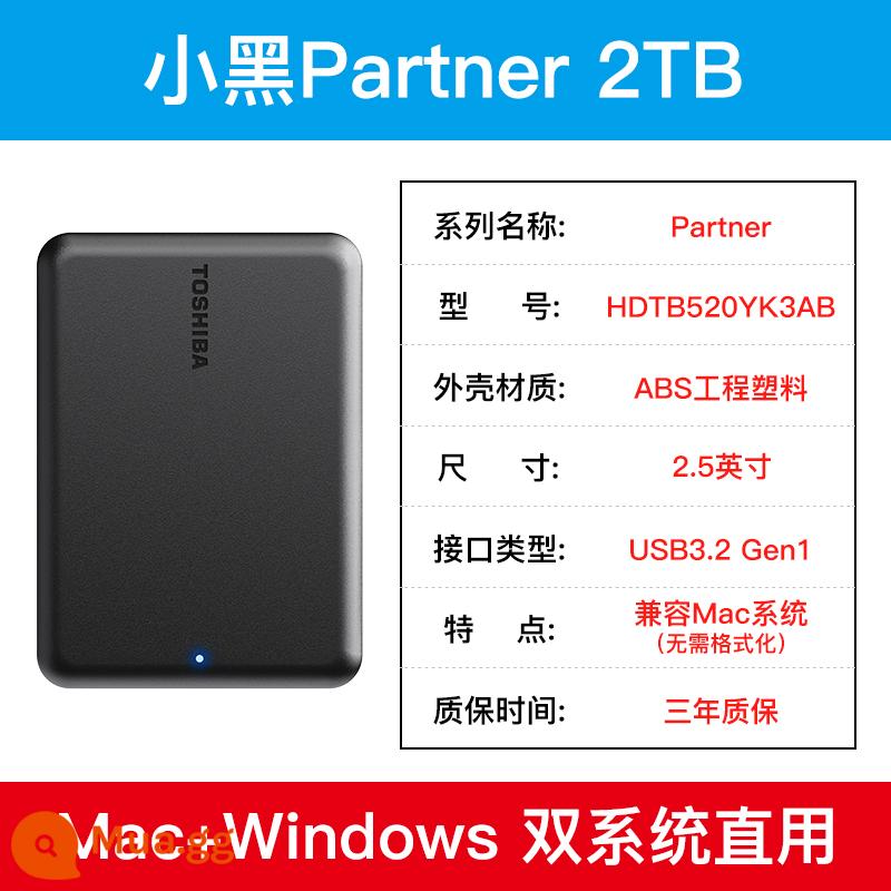 Toshiba Dòng cứng di động 2T MỚI BLACK A5 CAO CẤP 3.2 Máy tính di động Bộ lưu trữ ngoài bên ngoài Đĩa cứng không có trạng thái - [Sản phẩm mới] PT-2TB Mac&Win hệ thống kép sử dụng trực tiếp