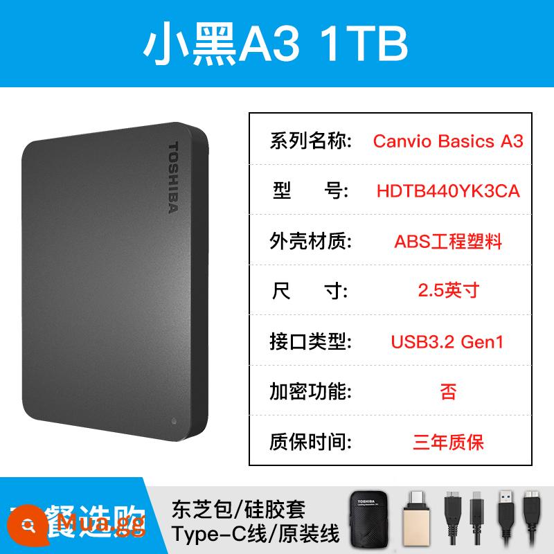 Ổ cứng di động toshiba 1t tốc độ cao a5 nhỏ màu đen điện thoại di động máy tính ổ cứng lưu trữ ngoài 4t cơ 2t không thể rắn - Mẫu cổ điển A3-1TB