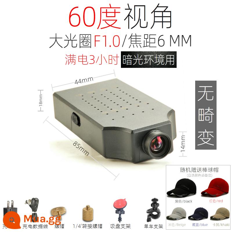 Cưỡi máy ảnh mũ gắn trên đầu 4K, tầm nhìn ban đêm cực rõ, đầu ghi ống kính ánh sáng yếu HD 16 triệu camera - 4K F1.0, khẩu độ lớn 60 độ/6MM (không bị biến dạng trong môi trường tối, chụp xa hơn một chút), free cap, màu đen mặc định