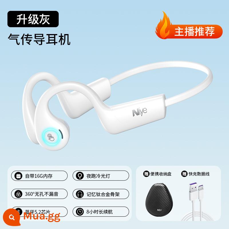 Tai nghe Bluetooth dẫn khí Niye/Naiye T12S thể thao chạy bộ thể dục chuyên dụng pin dự phòng siêu dài mới - Nâng cấp màu xám [bộ nhớ 16G_đèn ngủ]