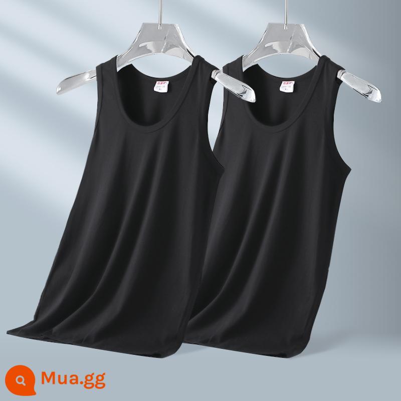 Hengyuanxiang vest nam cotton nguyên chất mặc bên trong cộng với kích thước rộng rãi mùa hè trung niên và người cao tuổi Erdao ông già áo bố - Modal Silk Ice [Đen+Đen]