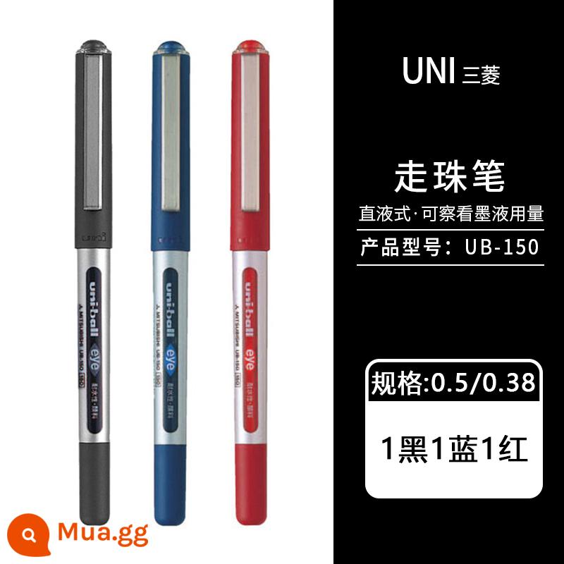 Nhật Bản uniball Mitsubishi UB-150 bút bi nước dạng lỏng thẳng trung tính Bút ký tên gốc nước 0,5mm 0,38 bút mực nước màu đen học sinh ub150 có bút lông màu đen văn phòng phẩm Nhật Bản đồ dùng văn phòng - 1 bút đen 1 bút xanh 1 bút đỏ