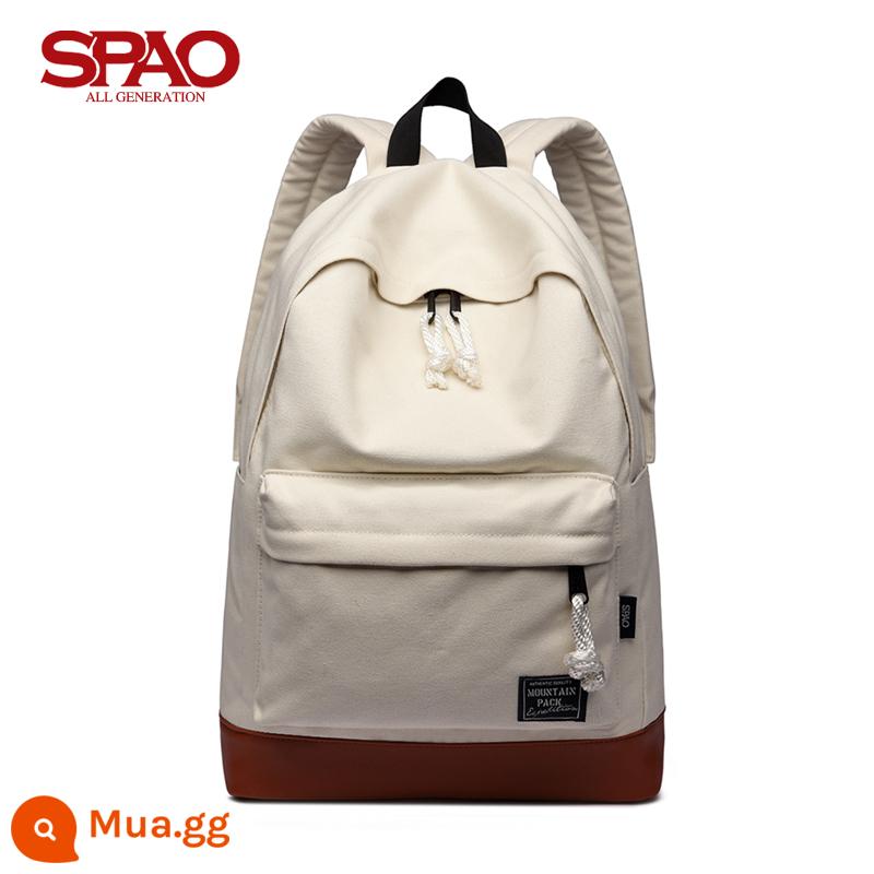 Spao Ba Lô Đại Học Hàn Quốc Học Sinh Trung Học Nam Nữ Đại Học Phong Cách Ba Lô Chống Thấm Nước Túi Máy Tính 15.6 Inch - Sản phẩm mới màu trắng nhạt