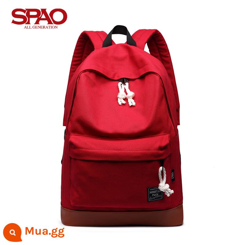 Spao Ba Lô Đại Học Hàn Quốc Học Sinh Trung Học Nam Nữ Đại Học Phong Cách Ba Lô Chống Thấm Nước Túi Máy Tính 15.6 Inch - sản phẩm mới màu đỏ