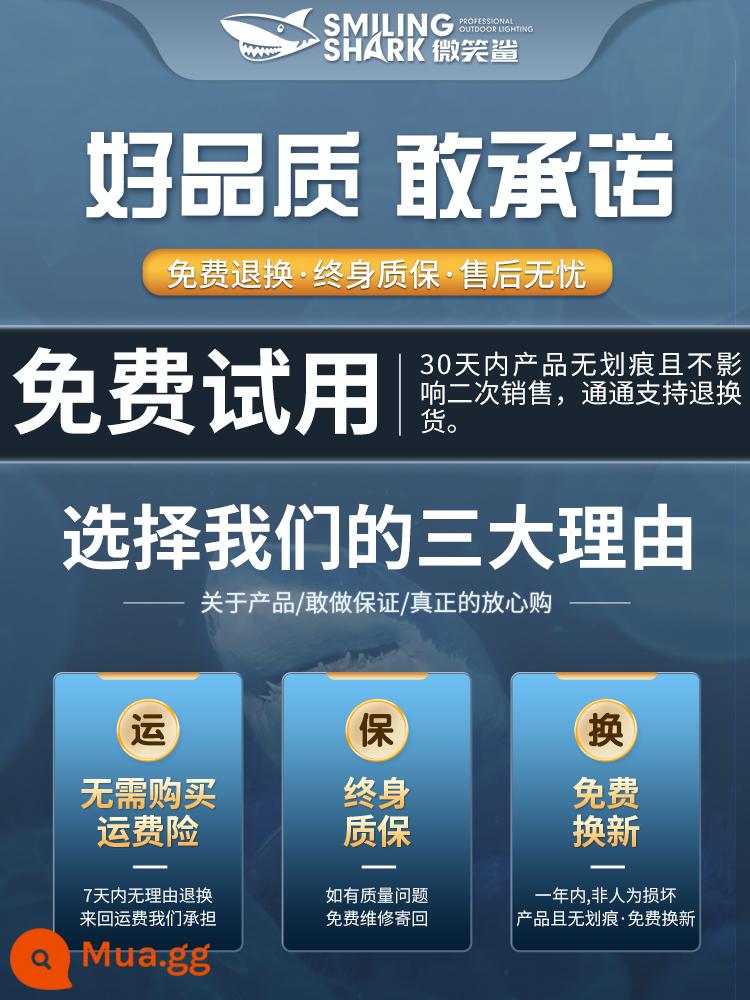 Đèn pin cá mập mỉm cười ánh sáng mạnh có thể sạc lại tia laser ngoài trời siêu sáng tầm xa đa chức năng đèn led gia đình nhỏ di động bền - 30 ngày không có lý do để trả lại hoặc trao đổi hàng [thay thế 1 năm]