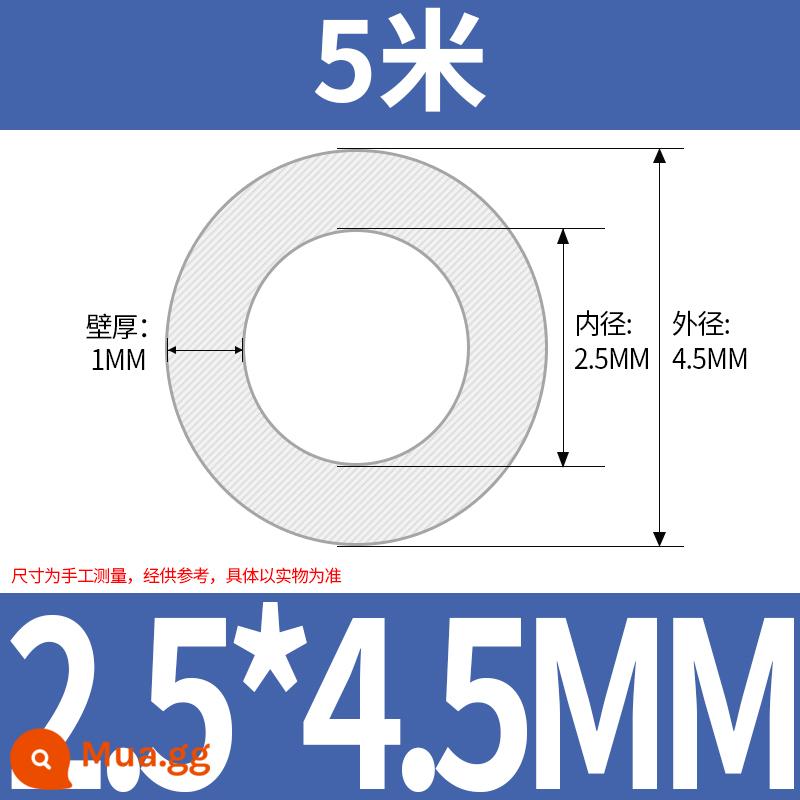 Ống Silicone Ống Cao Su Silicone Không Mùi Thực Phẩm Cấp Ống Nước Hộ Gia Đình Chịu Nhiệt Độ Cao Đàn Hồi Trong Suốt Vòi - 2,5 * 4,5 (giá 5 mét)