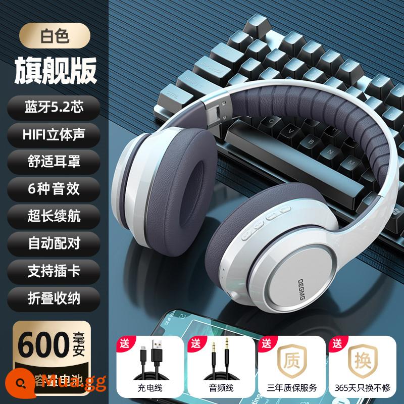 Tai nghe không dây Bluetooth E-Sport Tai nghe không dây Giảm tiếng ồn và cách âm để chơi game và chạy Tuổi thọ pin siêu dài Thích hợp cho Apple và Sony - Phiên bản Galaxy màu trắng tuyết [nắp tai giữa phù hợp với tai vừa và nhỏ] (chip Bluetooth 5.2 ☆ pin 600 mAh ☆ không có hiệu ứng ánh sáng)