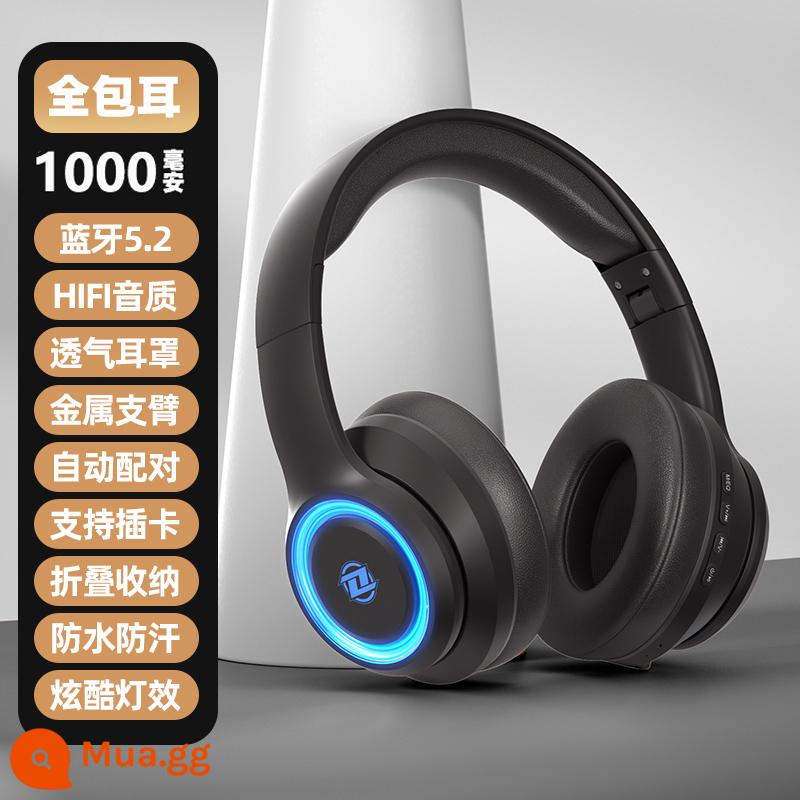 Tai nghe không dây Bluetooth E-Sport Tai nghe không dây Giảm tiếng ồn và cách âm để chơi game và chạy Tuổi thọ pin siêu dài Thích hợp cho Apple và Sony - Phiên bản tương lai của Smart Black [phù hợp cho tai lớn và nhỏ] (chip Bluetooth 5.2 ☆ pin 1000 mAh ☆ Hiệu ứng ánh sáng nhiều màu sắc RGS - có thể chuyển đổi)