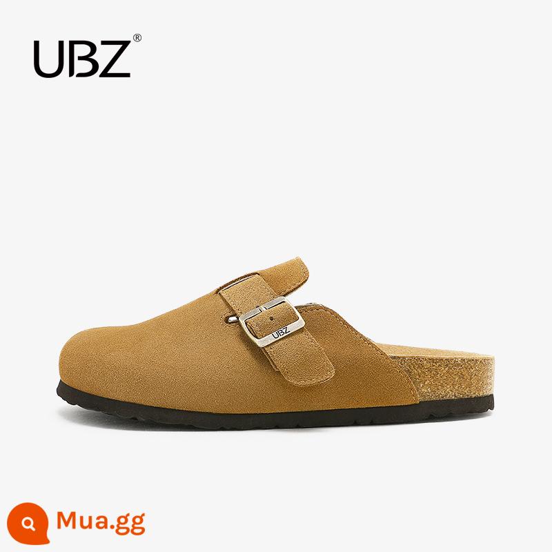 Giày đơn Birkenstock chống thấm nước UBZ dành cho cặp đôi nam nữ mùa xuân hè 2023 nút chai mới áo khoác ngoài đáy dày Bao Đầu Birkenstock nửa kéo - trà sữa