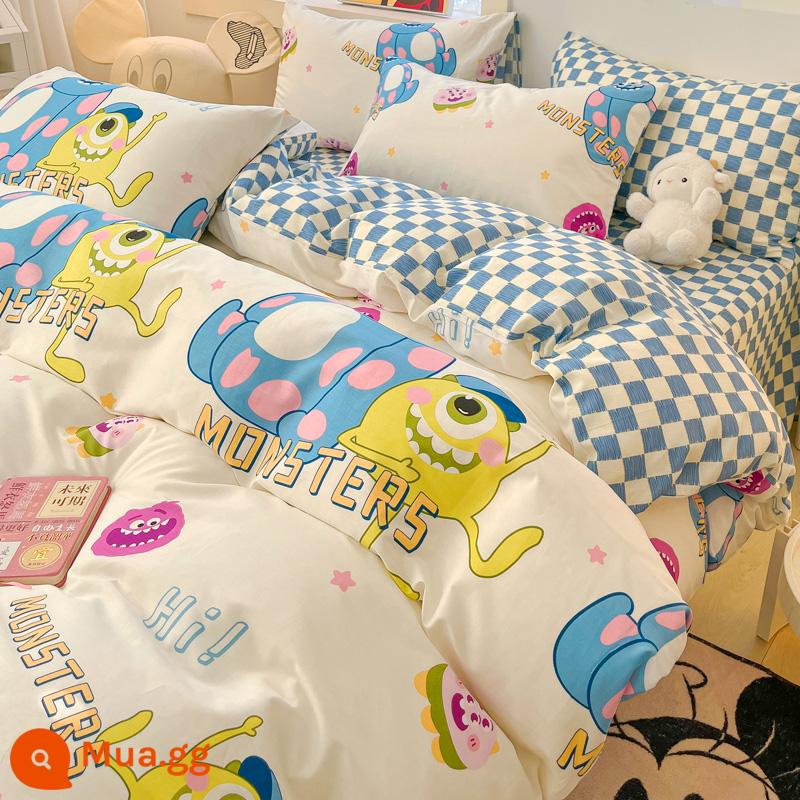 Disney Cotton Vỏ Chăn Đơn 100 Bông Nguyên Chất Chăn Ga 150X200X230 Ký Túc Xá Đơn Vỏ Chăn 3 Bộ - Mian-Xin chào cậu bé mắt to