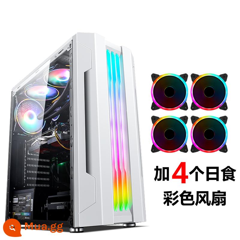 Tế Chi EVESKY Sáng Đèn Máy Tính RGB Thanh Ánh Sáng Full Bên Trong Suốt Làm Mát Bằng Nước ATX Bảng Lớn Chính - Ánh sáng buổi sáng trắng + quạt nhật thực 4 màu