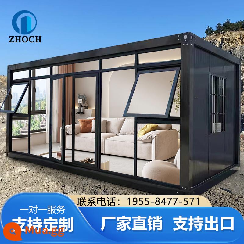 Nhà di động container sống nhà container lắp ráp nhanh công trường xây dựng có thể tháo rời kính nắng tường nhà di động nhà ván đơn giản - hộp thủy tinh