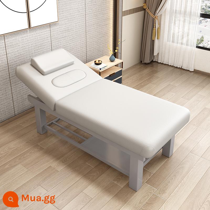 Solid Wood Beauty Bed Benc - Gỗ nguyên khối da trắng tuyết 185 * 70 khung màu xám