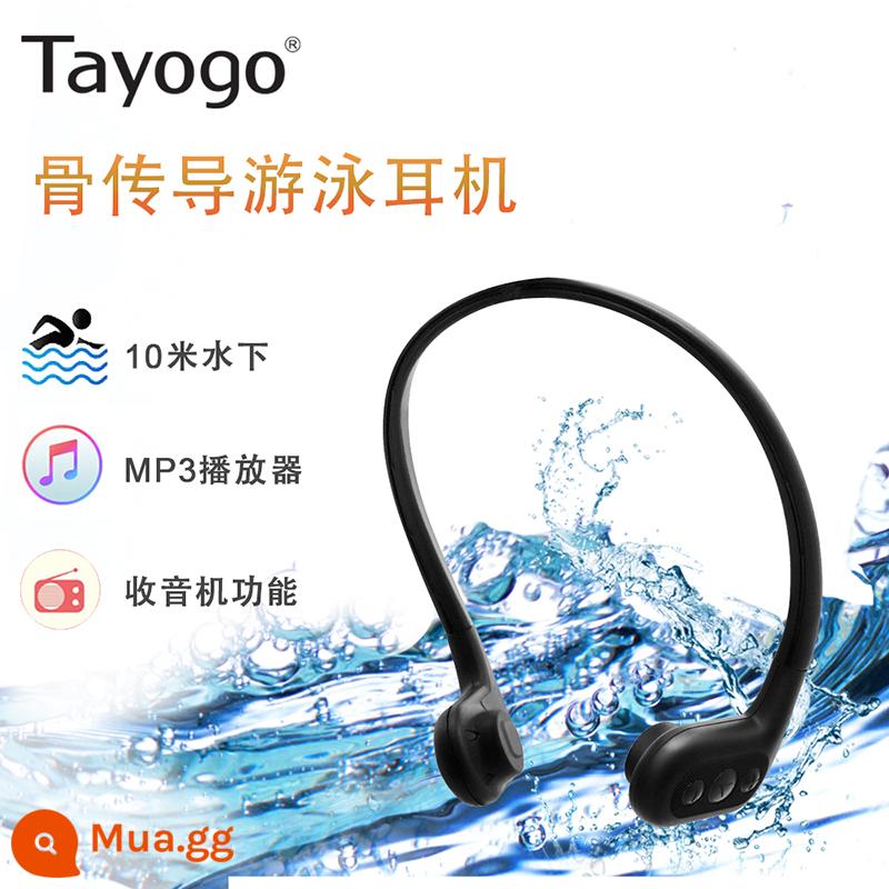 Tayogo W02 Dẫn Truyền Qua Xương Bluetooth Chống Nước Bơi Tai Nghe Thể Thao Không Dây Cảm Biến Xương Treo Hai Tai - Chức năng MP3 màu đen (model nâng cấp W01)