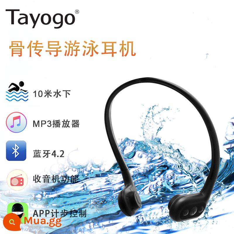 Tayogo W02 Dẫn Truyền Qua Xương Bluetooth Chống Nước Bơi Tai Nghe Thể Thao Không Dây Cảm Biến Xương Treo Hai Tai - Chức năng Bluetooth + MP3 màu đen (model nâng cấp W02)