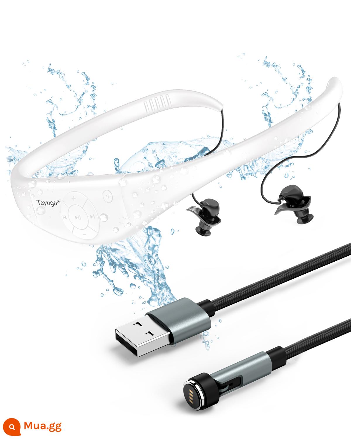 Tayogo P8 Tai Nghe Bơi Chống Nước MP3 Bluetooth Tai Nghe Tất Cả Trong Một Máy Nghe Nhạc Không Bị Biến Dạng Thời Gian Chờ Dài - Màu trắng sữa [MP3 + radio] Bộ nhớ 8GB, nâng cấp thế hệ thứ hai, sạc từ tính, không thể tháo rời