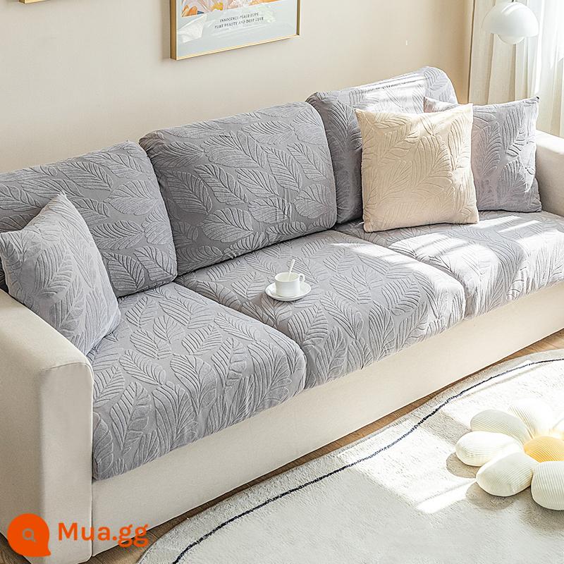 Bắc Âu Ghế Sofa Chống Trơn Trượt Thoáng Khí Ins Ghế Sofa Màu Bốn Mùa Đa Năng Tất Cả Bao Gồm Đa Năng Co Giãn Ghế Sofa - Lá cây bách - xám nhạt