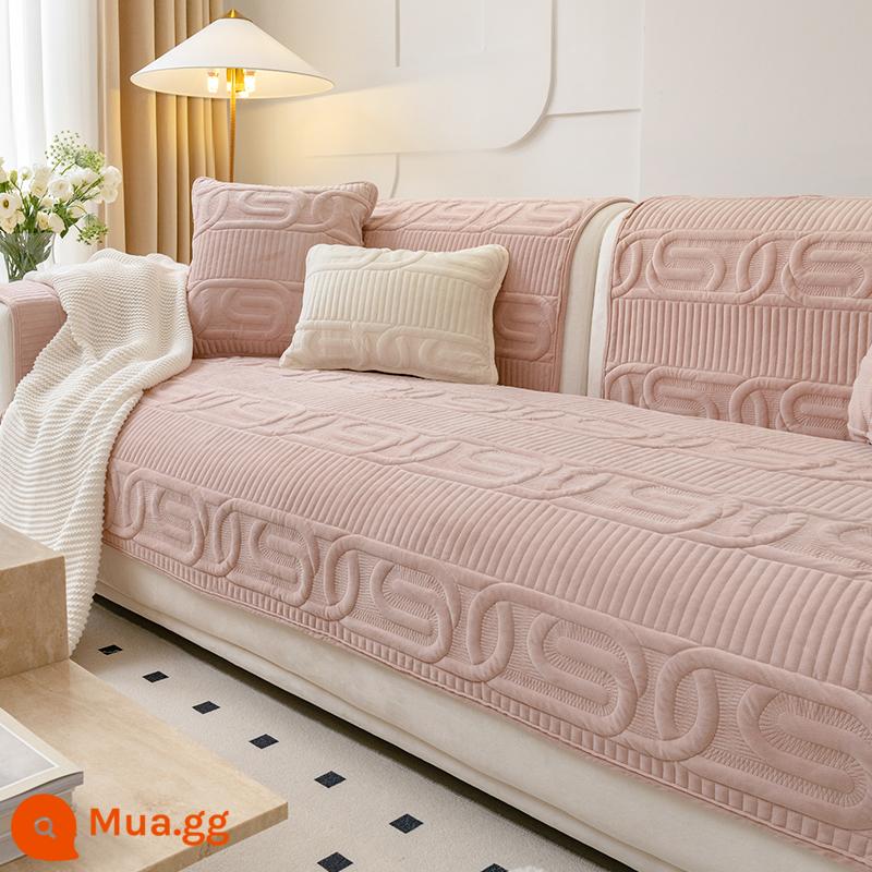 Sofa Đệm Mùa Đông Sang Trọng Đệm Chống Trơn Trượt Bốn Mùa Đa Năng 2022 Đệm Mới Lưới Đỏ Sofa Da Bọc Vải - Khóa Tình Yêu-Hồng Thiên Niên Kỷ