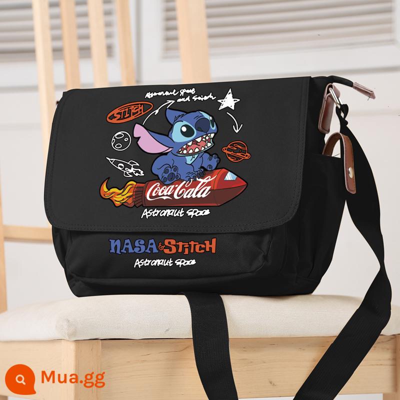 Thương hiệu Lilo và Stitch Stitch Peripheral Tide Túi đeo vai dành cho sinh viên Túi Messenger Túi dành cho nam và nữ Túi sửa chữa hợp thời trang - Đen Xingbao Đỏ Rocketz