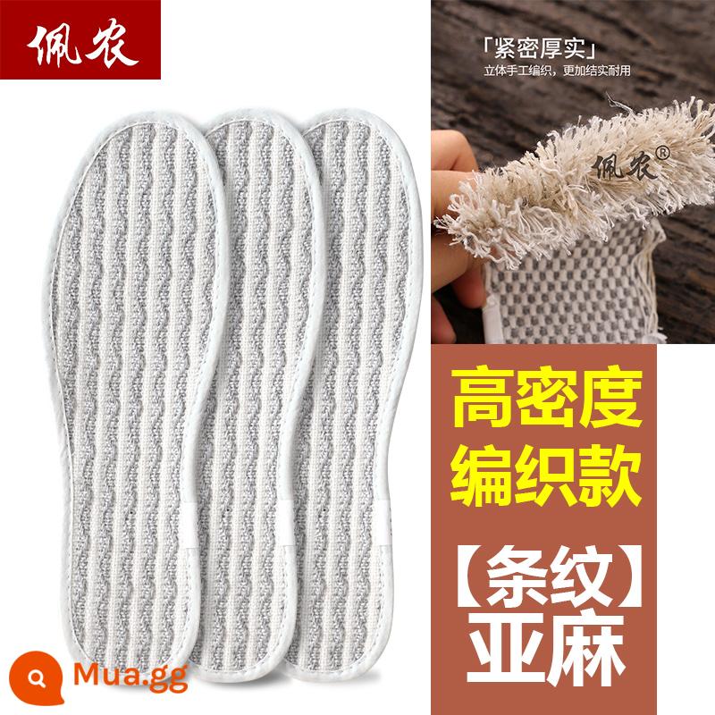 Đế lót giày cotton nguyên chất thoáng khí, thấm mồ hôi và khử mùi, đế mềm cotton thủ công nam nữ, giày thể thao dày dặn thoải mái cho mùa hè - [3 Đôi] [Sọc] Chống khô và mùi - Vải lanh mềm